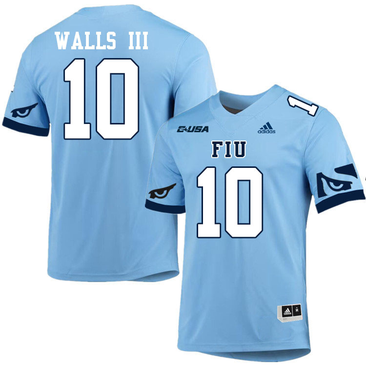 #10 Eddie Walls III FIU Jersey,Florida International University Panthers Football Jersey-Light Blue